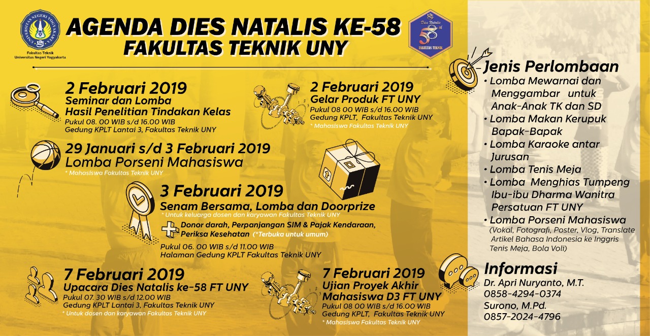 BERBAGAI ACARA DIRANCANG UNTUK SEMARAKKAN DIES NATALIS 58 FT UNY ...